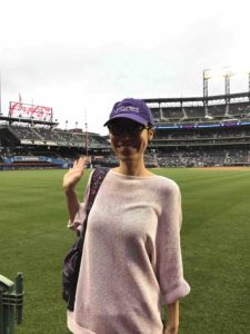 Wei Wei at Neel Lab Baseball Outing